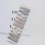 10Pcs/Lot Ins 6cm Flower Print Cotton Alloy Hair Bow Snap Clips Set Fabric Plaid Bobby Hairpins Hairgrips Girls Kids Headwear