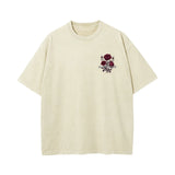 Red Roses Wrapped In Ribbons Printing Clothes Men Cotton Breathable Tee Clothes Oversized Casual Loose T-Shirts Short Sleeve