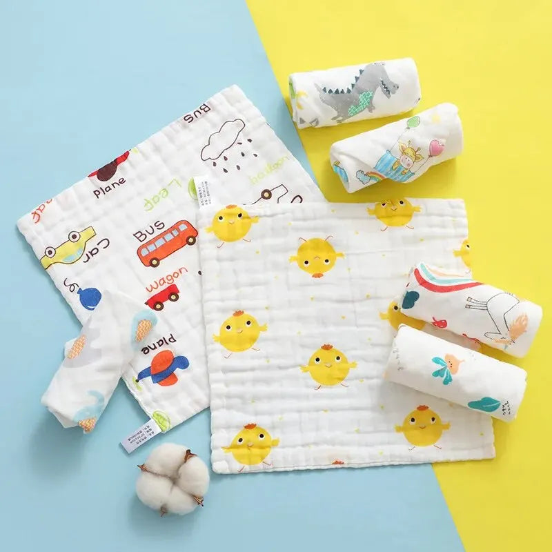 Lot de 5 serviettes de toilette en mousseline de coton doux à 6 couches pour bébé, mouchoir pour le bain, l'alimentation, le visage, le rot