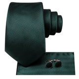 Cravate pour homme vert foncé uni 2023, nouvelle marque tendance, ensemble de cravates pour fête de mariage, boutons de manchette pratiques, cadeau en gros, créateur de cravates Hi-Tie
