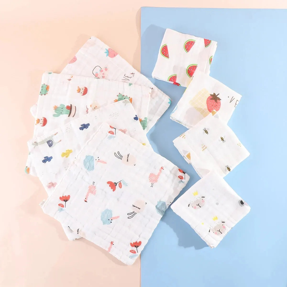 Lot de 5 serviettes de toilette en mousseline de coton doux à 6 couches pour bébé, mouchoir pour le bain, l'alimentation, le visage, le rot