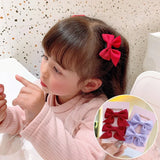 1Pair Cute Girls Hairgrips Hairpins Hair Clips Solid Color Ribbon Bow-knot Handmade Bows Barrettes Hair Accessories