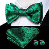Hi-Tie Ensemble nœud papillon en soie pour homme, mouchoir et boutons de manchette, bleu, rouge, or, noir, blanc, jacquard, nœud papillon, mariage, affaires