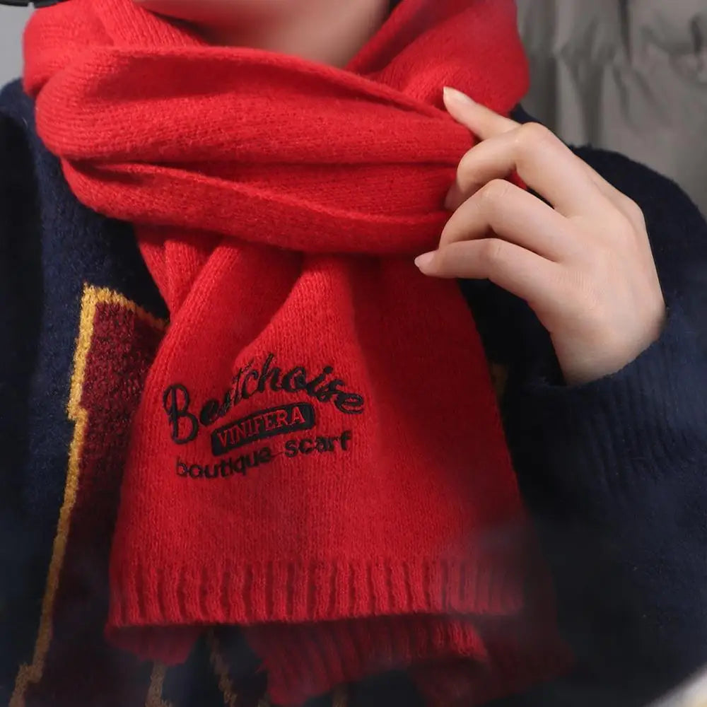 Embroidered Wool Scarf Long Cashmere Shawl Wool Scarves Winter Cashmere Scarves Korean Style Scarves Letter Long Shawl Student