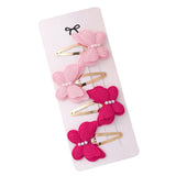4Pcs/set Butterfly Hair Clip Set for Girls Double Layered Bow Cute Bangs Hair Pin Cotton Safe Kids Baby Hair Accessories Set