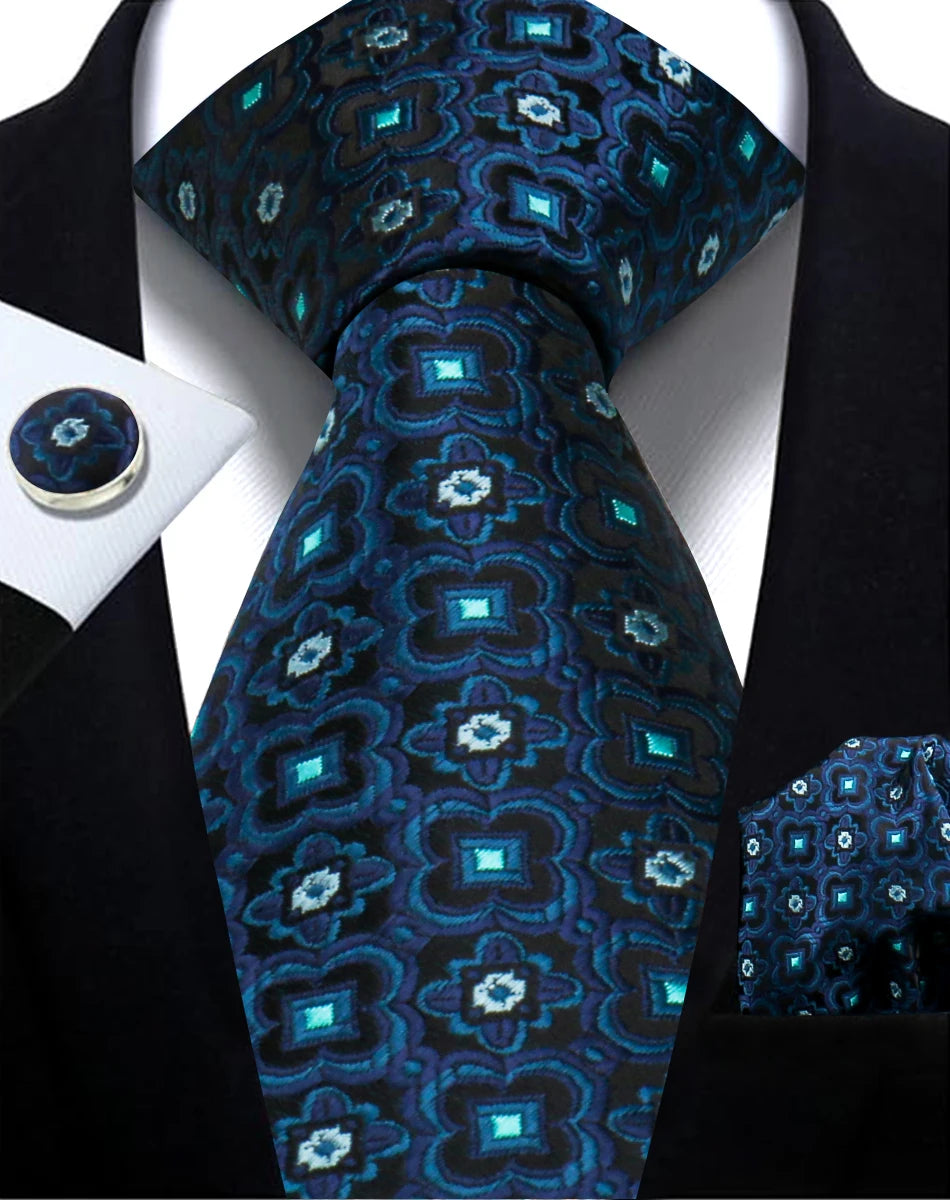 Cravate homme Paisley Jacquard tissé 8 cm formelle affaires mariage cravate poche carré ensemble costume cravate haute qualité fait main Gravata