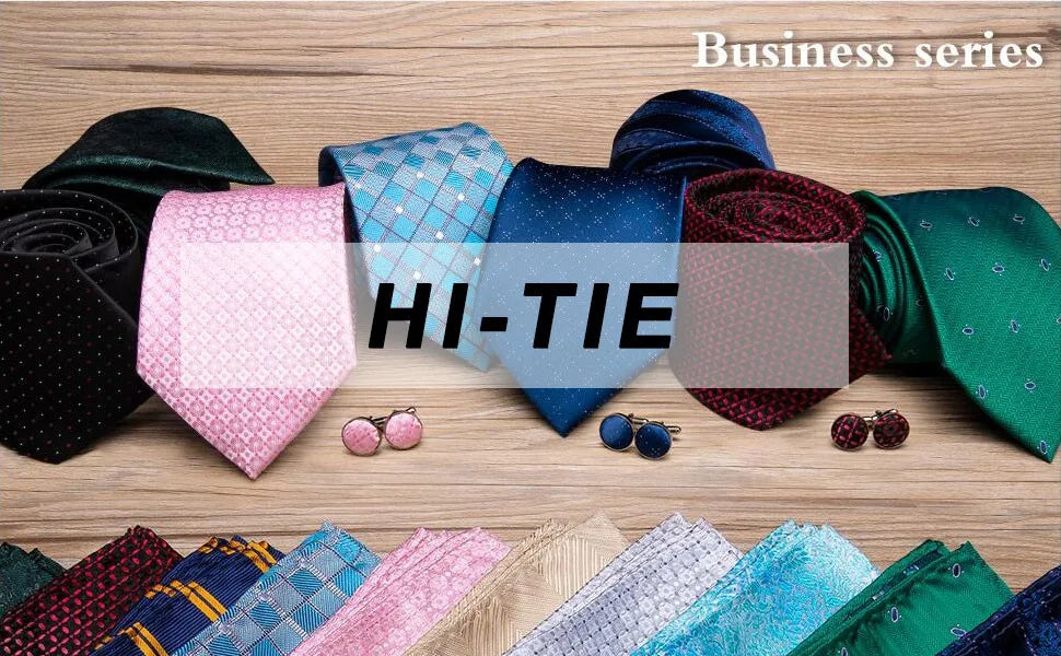 Hi-Tie 100% soie classique pour homme, cravate de mariage corail rose rouge pêche, pochette carrée, boutons de manchette, ensemble de cravates roses pour hommes, cravates cachemire unies
