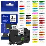 Ruban laminé 12 mm compatible avec les étiqueteuses Brother Ptouch PTH110, PTD600, D200, PTP710BT et E1000PRO (TZE231, TZE131, TZE631)