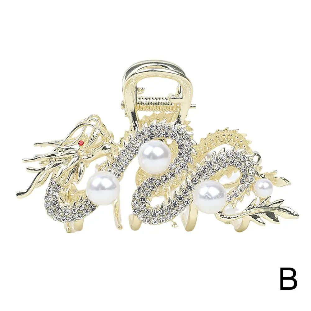 Épingle à cheveux dragon bleu avec perle pour femme, pince à cheveux simple, pince requin, mode, tempérament, accessoires pour cheveux simples