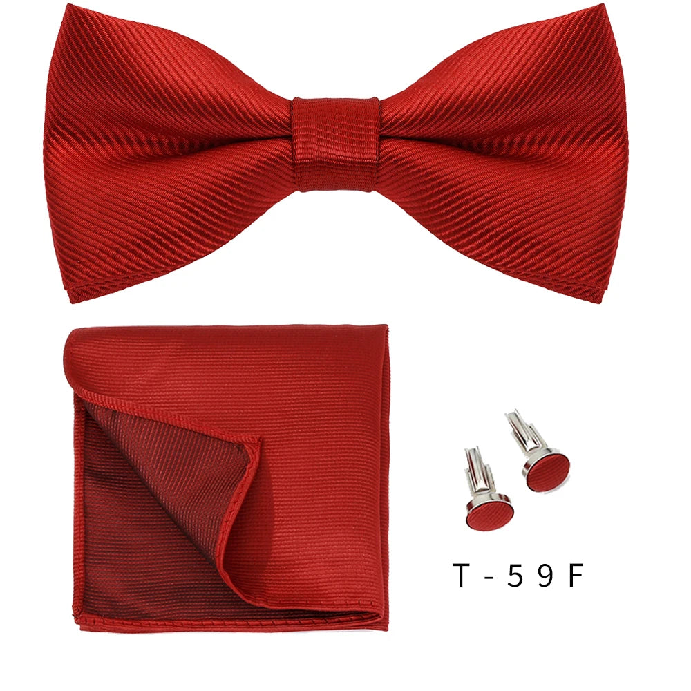 Coffret cadeau pour homme et femme, pochette, cravate, boutons de manchette, broche, couleur unie, pour mariage, affaires, vente en gros