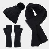 Ensemble bonnet, écharpe et gants en laine pour femme et homme, automne et hiver, chaud, ample, trois pièces, bonnet, écharpe et gants en tricot, pour adolescentes
