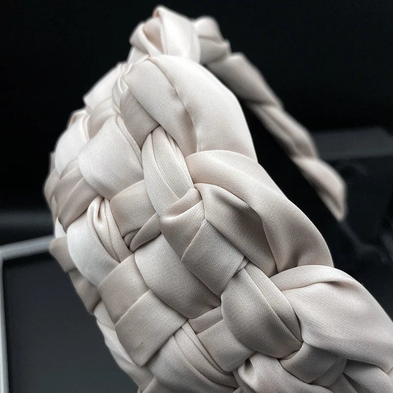 4.5-5CM Stunning Wide Women Headpiece Satin Cloth Braided Headbands for Woman Ladies Daily Shopping Party Head Hoop Accessories