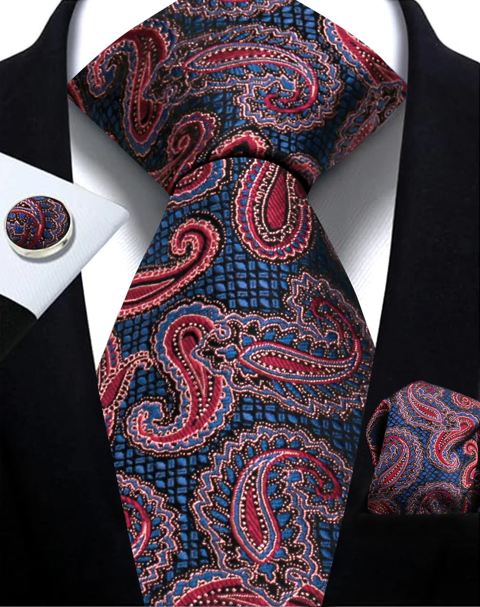 Cravate homme Paisley Jacquard tissé 8 cm formelle affaires mariage cravate poche carré ensemble costume cravate haute qualité fait main Gravata