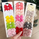 10Pcs/Set Solid Color Kids Bows Hair Clips for Baby Girls Handmade Ribbon Bowknot Hairpin Barrettes New Year Hair Accessories