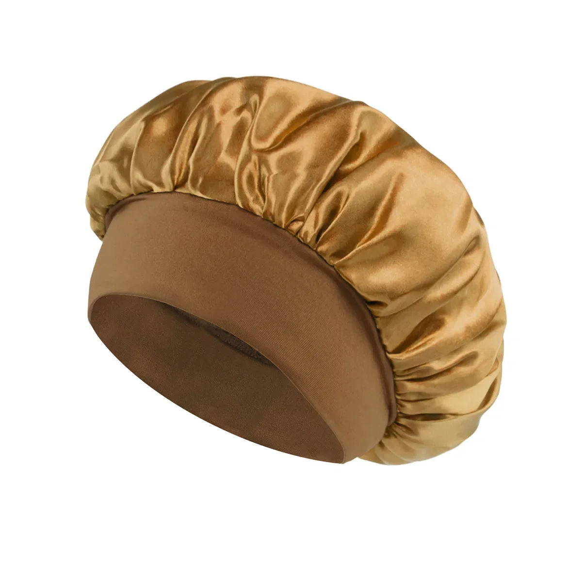 1pcs Unisex Satin Solid Wide-brimmed Sleeping Hat Elastic Band Cap Hair Care Bonnet Night Hat