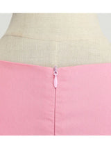 Pink Summer Dress Women V Neck Vintage Robe Elegant Retro pin up Party Office Midi Dresses