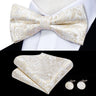 Hi-Tie Jacquard Silk Nœud papillon pour homme, ensemble de boutons de manchette et mouchoir, nœud papillon pré-noué, noir, blanc, gris, bleu, rouge, vert, rose, violet