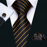 Silk Men Tie Set Blue Red Green Black White Ivory Teal Burgundy Striped Wedding Business Necktie Hanky Cufflinks Barry. Wang