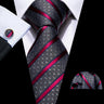 Barry.Wang Ensemble cravate et boutons de manchette en soie pour homme, motif jacquard, rouge, bordeaux, rose, pour mariage, affaires, fête