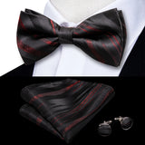 Hi-Tie Nœuds papillon verts de Noël pour hommes Cravate papillon en soie Ensemble de boutons de manchette et mouchoirs pour fête de mariage Nœud papillon uni à carreaux cachemire