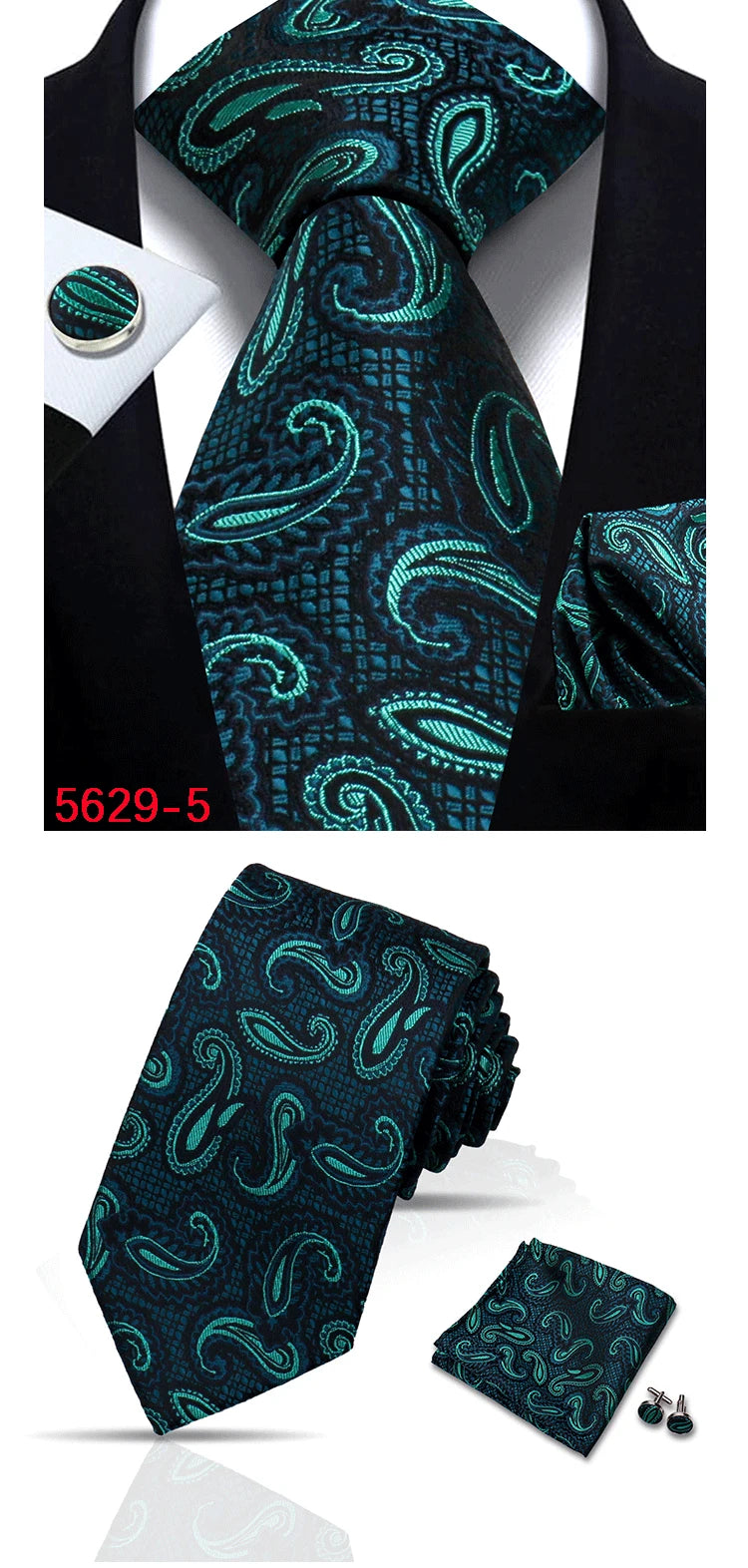 Cravate homme Paisley Jacquard tissé 8 cm formelle affaires mariage cravate poche carré ensemble costume cravate haute qualité fait main Gravata