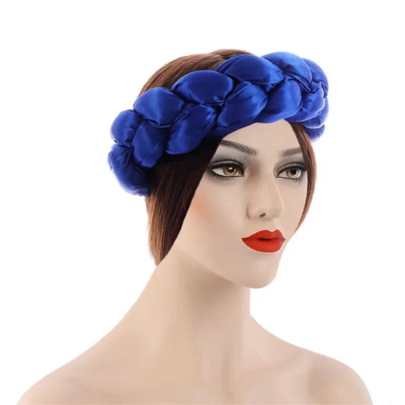 New Satin Twist Braids Hair Tie Braid Headband Women Elastic Hair Bands Ladies Turban Bandage Headwear African Hair Accessories