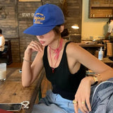Korean Niche Retro Embroidered Soft-top Baseball Caps for Women Spring Summer Street Fashion Hip-hop Flat-brimmed Men's Hat