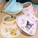 Chapeau de protection solaire Sanrio Cinnamoroll My Melody Kuromi Pompompurin, casquette anti-UV avec grande langue, cadeau d'anniversaire pour enfants