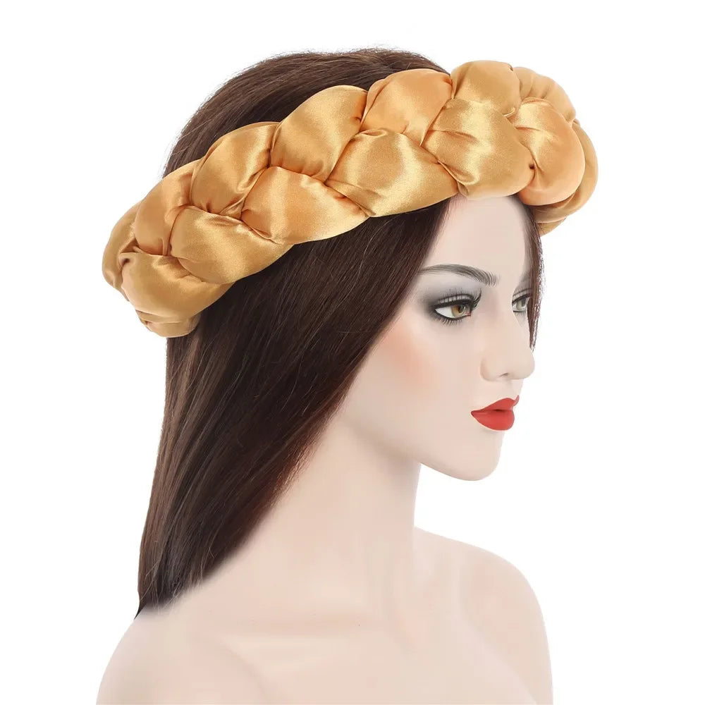 New Satin Twist Braids Hair Tie Braid Headband Women Elastic Hair Bands Ladies Turban Bandage Headwear African Hair Accessories