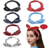New Fashion Printing Rabbit Ear Knotted Elastic Hair Band Wide Girl Woman Hair Band Headband Hair Accessories Headdress