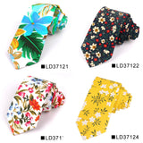 Nouvelle cravate florale pour hommes et femmes, cravate fine en coton pour mariage, cravates décontractées pour hommes, costumes classiques, cravates à imprimé floral