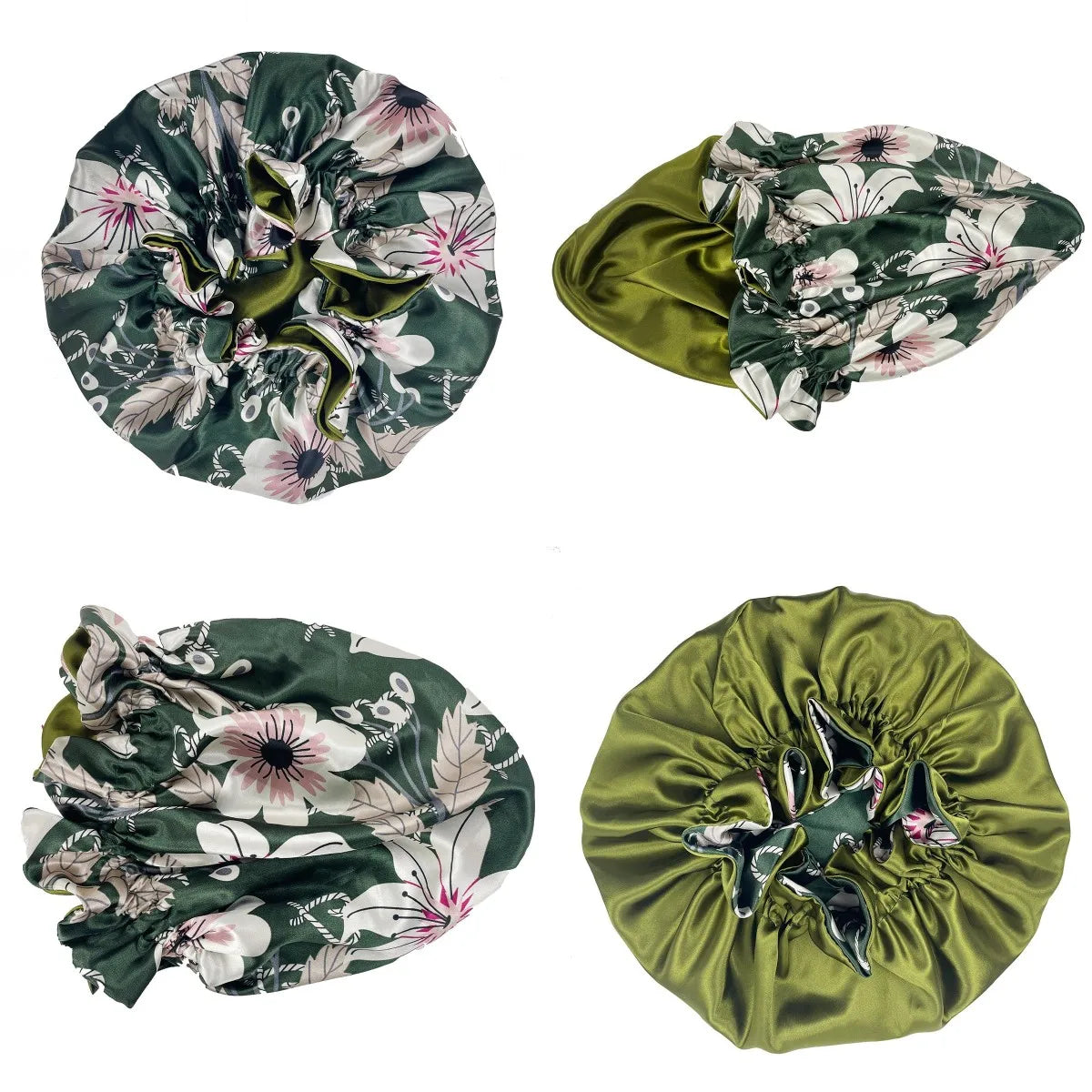 Bonnet de nuit double épaisseur en satin soyeux pour femme, grand bonnet réversible doublé de satin, couvre-chef pour la nuit, accessoires pour cheveux