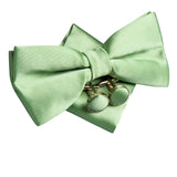 Hi-Tie Nœuds papillon verts de Noël pour hommes Cravate papillon en soie Ensemble de boutons de manchette et mouchoirs pour fête de mariage Nœud papillon uni à carreaux cachemire