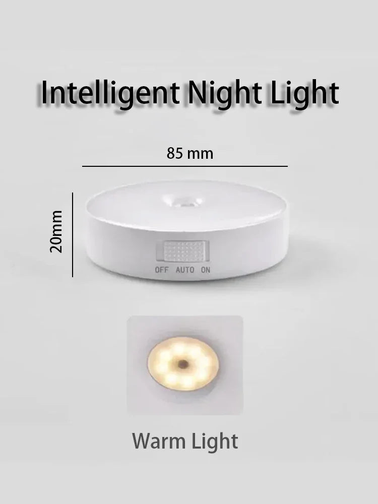 LED Smart Human Body Sensor Night Lamp Emergency Automatic Lighting USB Charging Wireless Magentic Suction Use Night Light