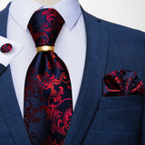 DiBanGu Designer Mens Necktie Striped Floral Paisley Silk Tie Pocket Square Cufflinks Neck Tie Ring Set Suit Wedding Business