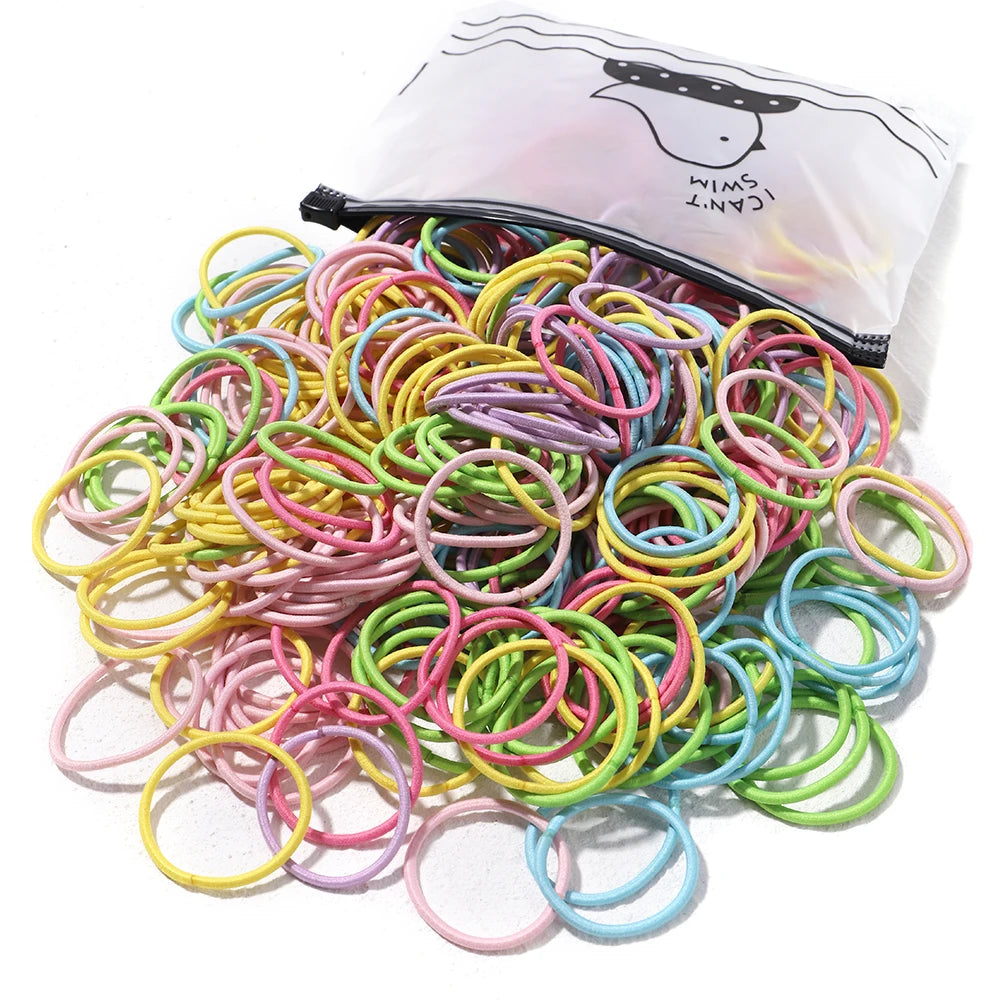 Lot de 50 bandeaux élastiques en caoutchouc pour cheveux, style macaron, très élastiques, durables, pour queue de cheval haute, pour femmes et enfants