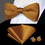 Hi-Tie Marque Soie Pré-noué Homme Nœud Papillon Mouchoir Boutons de Manchette Ensemble Nœud Papillon pour Homme Jacquard Solide Cachemire Floral Mariage Cadeau d'Affaires