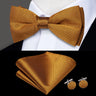 Hi-Tie Marque Soie Pré-noué Homme Nœud Papillon Mouchoir Boutons de Manchette Ensemble Nœud Papillon pour Homme Jacquard Solide Cachemire Floral Mariage Cadeau d'Affaires