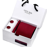 Mens Tie Set In A Box Paisley Ties For Men Gifts Luxury Necktie Pocket Square Cufflinks Wedding Business Formal Suit Tie