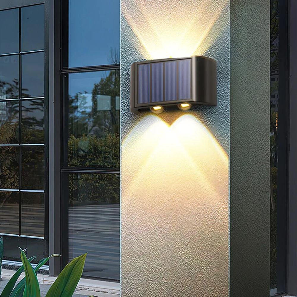 Solar Wall Lamp Outdoor 4/6/8/10/12/16LED Light Waterproof Up And Down Luminous Lighting Balcony Yard Garden Decoration Lights