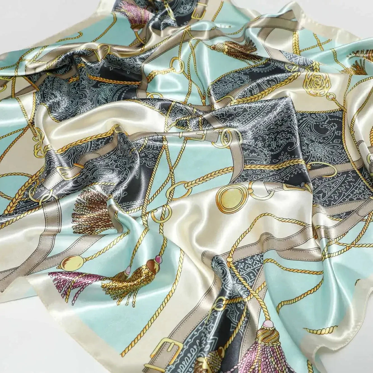 Châles carrés et écharpes à imprimé floral pour femmes, 90 x 90 cm, en satin de soie, bandanas pour la tête