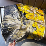Foulard carré en soie à rayures noires et blanches pour femme, marque de luxe, étoles de plage, bandeau en satin, châle, bandana