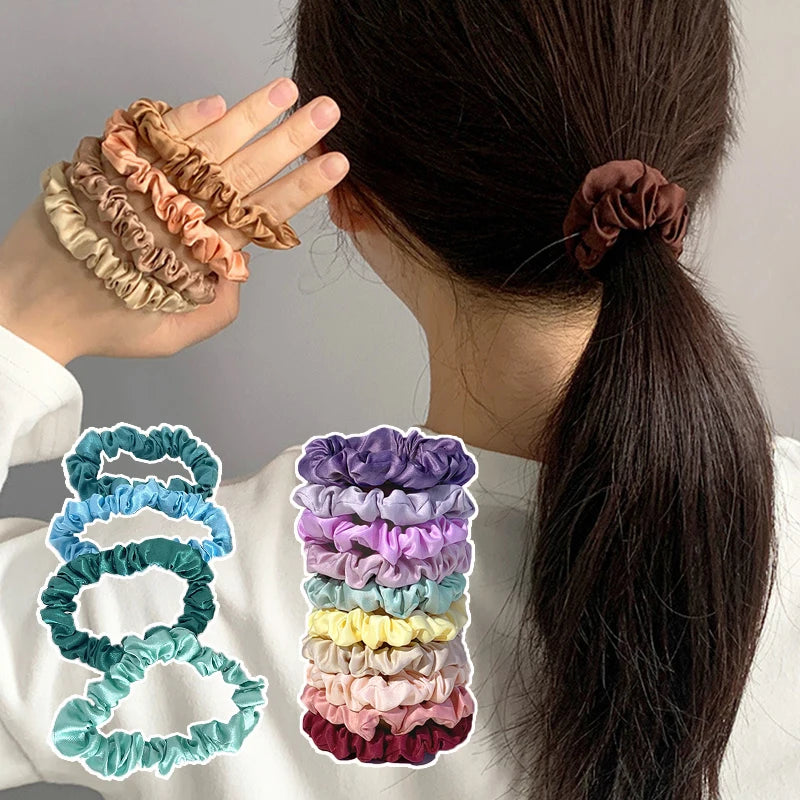 10pcs/pack Solid Color Elastics Hair Ties For Women Thick Hair Soft No Hurt Hair Ponytail Holder Hair Rope Hair Accessories Hot