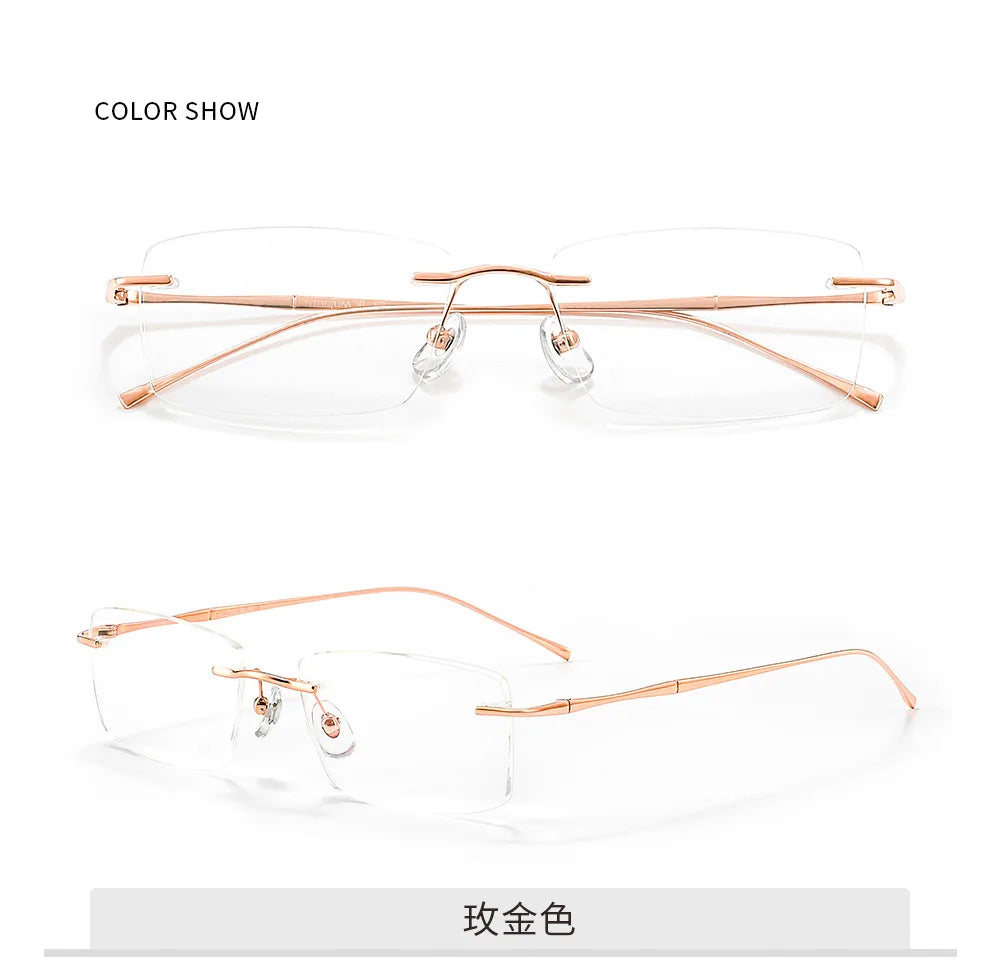 Ultra-light Pure Titanium New Rimless Glasses Frame Anti-blue Light Optical Frames Customize Prescription Eyeglasses for Men