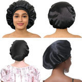 Newly Satin Night Hair Cap Women's Solid Sleeping Hat Sleep Care Bonnet Nightcap For Women Unisex Cap