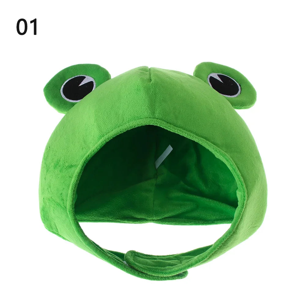 Cute Cosplay Costume Green Headgear Female Beanie Caps Cartoon Winter Autumn Hats Plush Hat Big Frog Eyes Hat Rabbit Bunny Ears