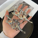 Y2K Liquid Metal Butterfly Hair Claw Hairpin 2024 Trendy NEW Design Irregular Hollowed HairClip Women Headwear Accessories