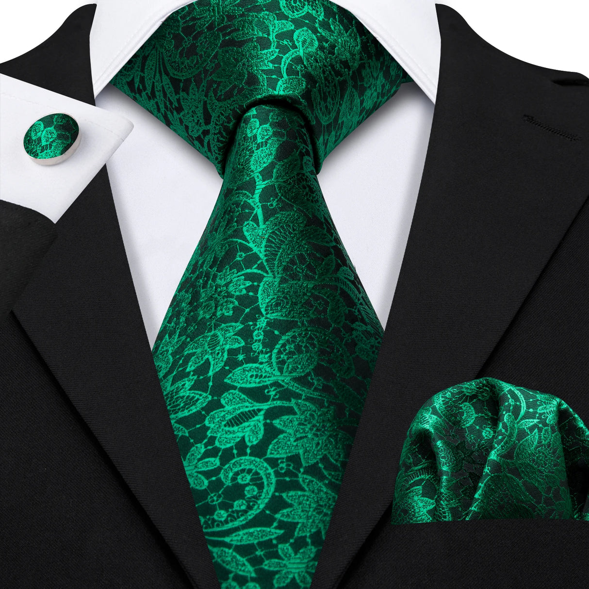 Ensemble élégant de cravates et boutons de manchette en soie à fleurs multiples pour homme, cravate jacquard à fleurs pour mariage, entreprise, fête, événement, Barry.Wang