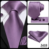 Hi-Tie – Cravate de mariage en soie violette unie à motif cachemire pour homme, ensemble de qualité avec boutons de manchette et mouchoir, cadeau tendance, livraison directe