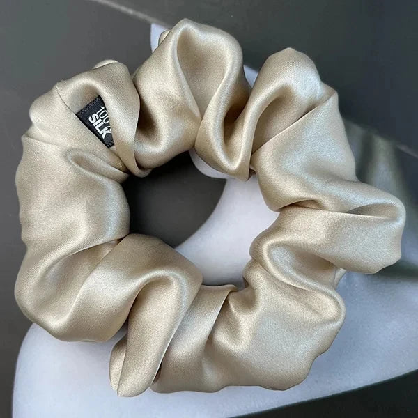 100% Mulberry Silk Hair Scrunchies Elastic Rubber Band Hair Ties Big Large Gum Ropes Ponytail Holders for Women Girls 19 Momme
